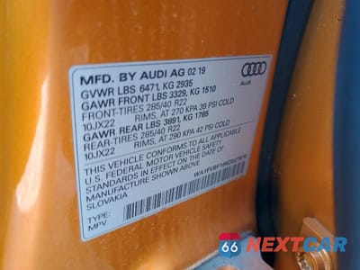 Zdjęcie 13 z 13 samochodu: 2019 AUDI Q8 PRESTIGE S-LINE VIN:WA1FVBF16KD027670 - miniatura