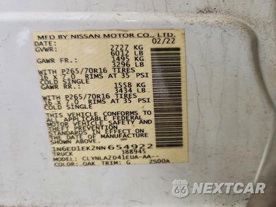 Zdjęcie 13 z 13 samochodu: 2022 NISSAN FRONTIER S VIN:1N6ED1EK2NN654922 - miniatura