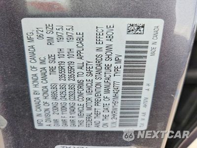 Zdjęcie 14 z 14 samochodu: 2021 HONDA CR-V TOURING VIN:2HKRW1H91MH424777 - miniatura