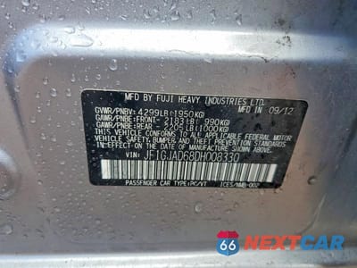 Zdjęcie 12 z 12 samochodu: 2013 SUBARU IMPREZA PREMIUM VIN:JF1GJAD68DH008330 - miniatura