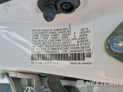 Zdjęcie 12 z 12 samochodu: 2019 HONDA CIVIC SPORT VIN:2HGFC2F89KH592413 - miniatura