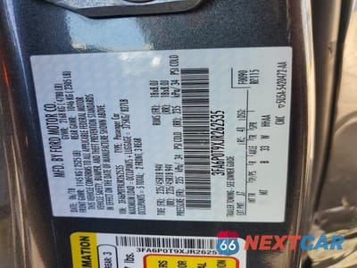 Zdjęcie 12 z 12 samochodu: 2018 FORD FUSION SE VIN:3FA6P0T9XJR262535 - miniatura
