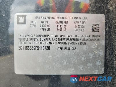 Zdjęcie 13 z 13 samochodu: 2015 CHEVROLET IMPALA LTZ VIN:2G1165S39F9113430 - miniatura