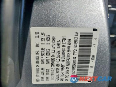 Zdjęcie 12 z 12 samochodu: 2008 HONDA ACCORD EXL VIN:1HGCP26898A088104 - miniatura