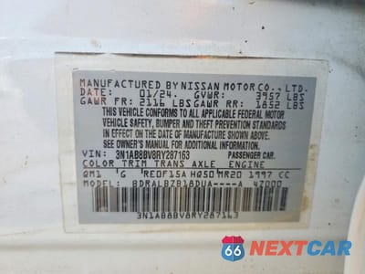 Zdjęcie 12 z 12 samochodu: 2024 NISSAN SENTRA S VIN:3N1AB8BV8RY287163 - miniatura