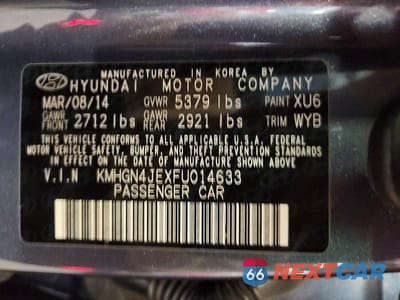 Zdjęcie 12 z 12 samochodu: 2015 HYUNDAI GENESIS 3.8L VIN:KMHGN4JEXFU014633 - miniatura