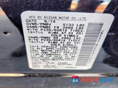 Zdjęcie 13 z 13 samochodu: 2014 NISSAN MURANO SV VIN:JN8AZ1MU5EW418527 - miniatura