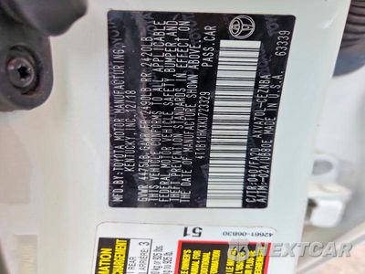 Zdjęcie 12 z 12 samochodu: 2019 TOYOTA CAMRY L VIN:4T1B11HKXKU723329 - miniatura