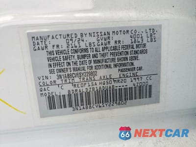 Zdjęcie 13 z 13 samochodu: 2025 NISSAN SENTRA SV VIN:3N1AB8CV6SY229802 - miniatura