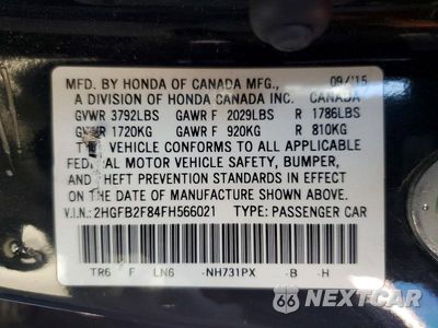 Zdjęcie 12 z 12 samochodu: 2015 HONDA CIVIC EX VIN:2HGFB2F84FH566021 - miniatura