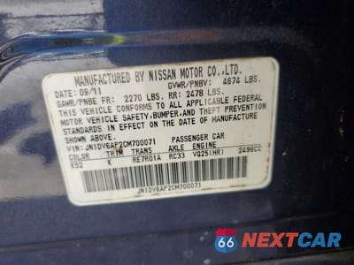 Zdjęcie 12 z 12 samochodu: 2012 INFINITI G25 SEDAN BASE VIN:JN1DV6AP2CM700071 - miniatura