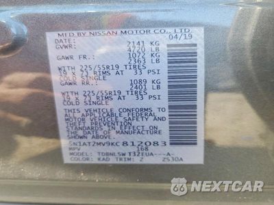 Zdjęcie 14 z 14 samochodu: 2019 NISSAN ROGUE SL VIN:5N1AT2MV9KC812083 - miniatura