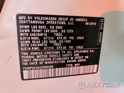 Zdjęcie 13 z 13 samochodu: 2018 VOLKSWAGEN ATLAS SE VIN:1V2DP2CA4JC593096 - miniatura