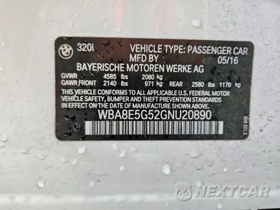 Zdjęcie 12 z 12 samochodu: 2016 BMW 320 XI VIN:WBA8E5G52GNU20890 - miniatura