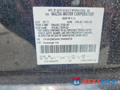 Zdjęcie 12 z 12 samochodu: 2012 MAZDA 6 I VIN:1YVHZ8DH9C5M06576 - miniatura