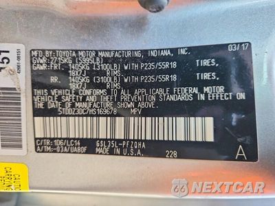 Zdjęcie 12 z 12 samochodu: 2017 TOYOTA SIENNA XLE 7-PASSENGER VIN:5TDDZ3DC7HS169678 - miniatura