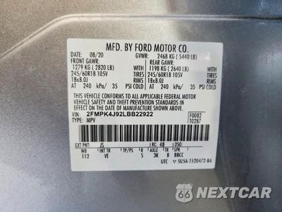 Zdjęcie 12 z 12 samochodu: 2020 FORD EDGE SEL VIN:2FMPK4J92LBB22922 - miniatura