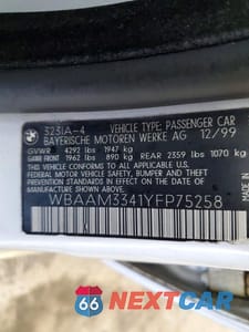 Zdjęcie 12 z 12 samochodu: 2000 BMW 323 I VIN:WBAAM3341YFP75258 - miniatura