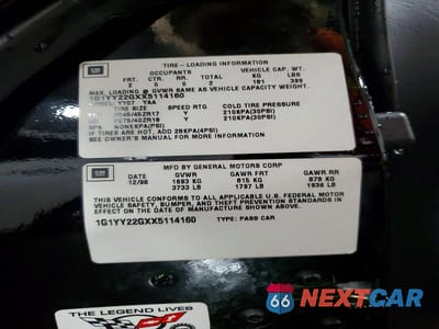 Zdjęcie 12 z 12 samochodu: 1999 CHEVROLET CORVETTE VIN:1G1YY22GXX5114160 - miniatura