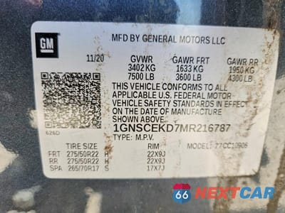 Zdjęcie 14 z 14 samochodu: 2021 CHEVROLET SUBURBAN C1500 RST VIN:1GNSCEKD7MR216787 - miniatura