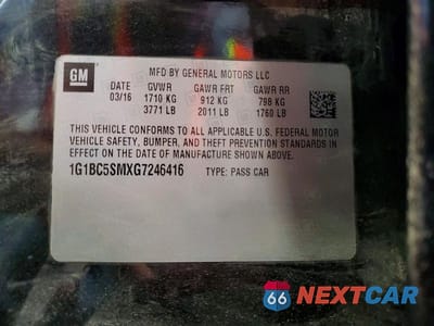 Zdjęcie 12 z 12 samochodu: 2016 CHEVROLET CRUZE LS VIN:1G1BC5SMXG7246416 - miniatura