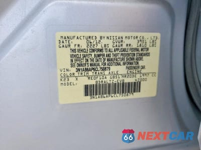 Zdjęcie 12 z 12 samochodu: 2012 NISSAN SENTRA 2.0 VIN:3N1AB6AP6CL750879 - miniatura