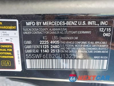 Zdjęcie 12 z 12 samochodu: 2016 MERCEDES-BENZ C 450 4MATIC AMG VIN:55SWF6EB2GU132354 - miniatura