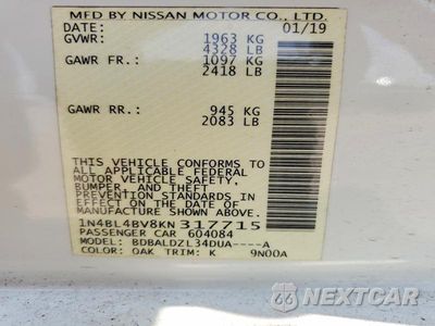 Zdjęcie 13 z 13 samochodu: 2019 NISSAN ALTIMA S VIN:1N4BL4BV8KN317715 - miniatura