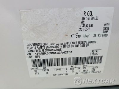 Zdjęcie 14 z 14 samochodu: 2016 FORD EXPLORER XLT VIN:1FM5K8D86GGA42281 - miniatura