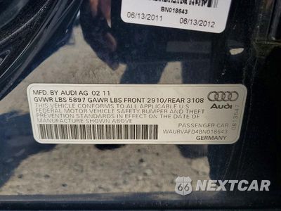Zdjęcie 13 z 13 samochodu: 2011 AUDI A8 L QUATTRO VIN:WAURVAFD4BN018643 - miniatura