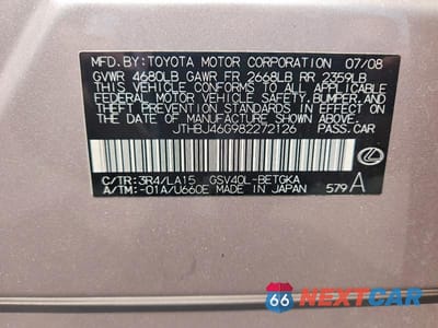 Zdjęcie 13 z 13 samochodu: 2008 LEXUS ES 350 VIN:JTHBJ46G982272126 - miniatura
