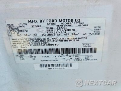 Zdjęcie 12 z 12 samochodu: 2008 FORD F150 VIN:1FTVF12508KE98610 - miniatura