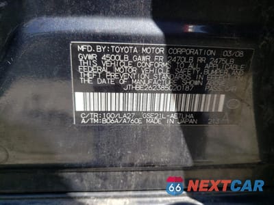 Zdjęcie 12 z 12 samochodu: 2008 LEXUS IS 350 VIN:JTHBE262385020187 - miniatura