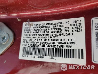 Zdjęcie 16 z 16 samochodu: 2011 HONDA CR-V EXL VIN:5J6RE4H71BL082432 - miniatura