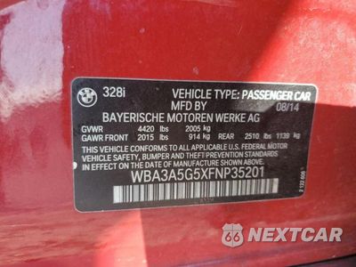 Zdjęcie 13 z 13 samochodu: 2015 BMW 328 VIN:WBA3A5G5XFNP35201 - miniatura