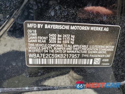 Zdjęcie 13 z 13 samochodu: 2019 BMW 740 I VIN:WBA7E2C59KB217957 - miniatura