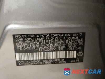 Zdjęcie 12 z 12 samochodu: 2014 LEXUS IS 250 VIN:JTHCF1D22E5001088 - miniatura