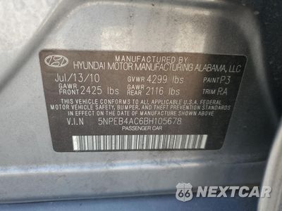 Zdjęcie 12 z 12 samochodu: 2011 HYUNDAI SONATA GLS VIN:5NPEB4AC6BH105678 - miniatura