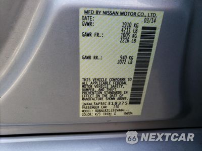 Zdjęcie 14 z 14 samochodu: 2014 NISSAN ALTIMA 2.5 VIN:1N4AL3AP3EC318375 - miniatura