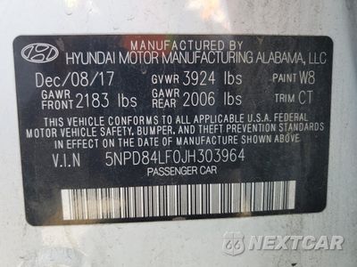 Zdjęcie 15 z 15 samochodu: 2018 HYUNDAI ELANTRA SEL VIN:5NPD84LF0JH303964 - miniatura