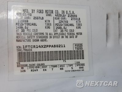 Zdjęcie 12 z 12 samochodu: 1993 FORD RANGER SUPER CAB VIN:1FTCR14X2PPA80211 - miniatura