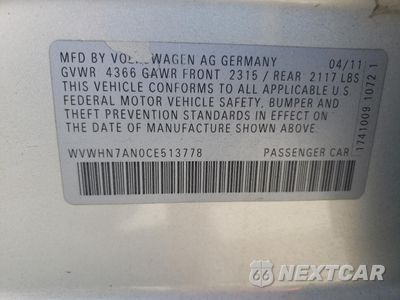 Zdjęcie 15 z 15 samochodu: 2012 VOLKSWAGEN CC LUXURY VIN:WVWHN7AN0CE513778 - miniatura