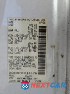 Zdjęcie 14 z 14 samochodu: 2018 NISSAN NV 1500 S VIN:1N6BF0KM7JN814476 - miniatura