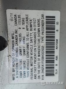 Zdjęcie 12 z 12 samochodu: 2011 HONDA CIVIC LX VIN:2HGFA1F55BH307602 - miniatura