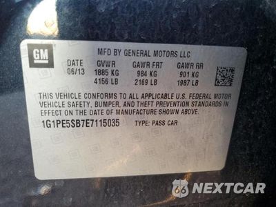 Zdjęcie 12 z 12 samochodu: 2014 CHEVROLET CRUZE LT VIN:1G1PE5SB7E7115035 - miniatura