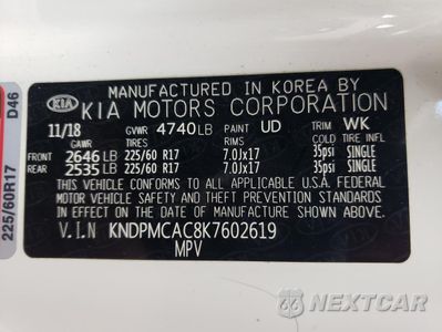 Zdjęcie 14 z 14 samochodu: 2019 KIA SPORTAGE LX VIN:KNDPMCAC8K7602619 - miniatura