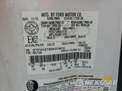 Zdjęcie 14 z 14 samochodu: 2013 FORD F150 SUPERCREW VIN:1FTFW1ET5DKD74812 - miniatura
