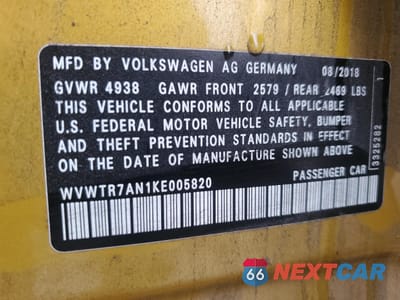 Zdjęcie 14 z 14 samochodu: 2019 VOLKSWAGEN ARTEON SEL PREMIUM VIN:WVWTR7AN1KE005820 - miniatura