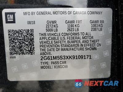 Zdjęcie 12 z 12 samochodu: 2019 CADILLAC XTS LUXURY VIN:2G61M5S3XK9109171 - miniatura