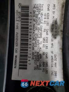 Zdjęcie 13 z 13 samochodu: 2001 CHRYSLER SEBRING LXI VIN:4C3AG52H01E217247 - miniatura